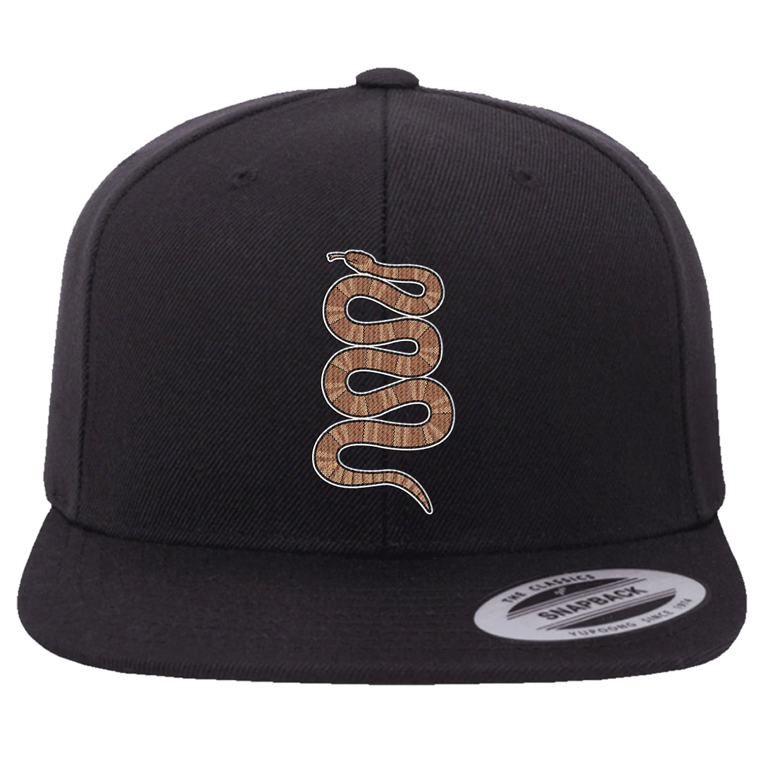 Medium Brown Low 1s Snapback Hat | Coiled Snake, Black