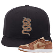 Medium Brown Low 1s Snapback Hat | Coiled Snake, Black