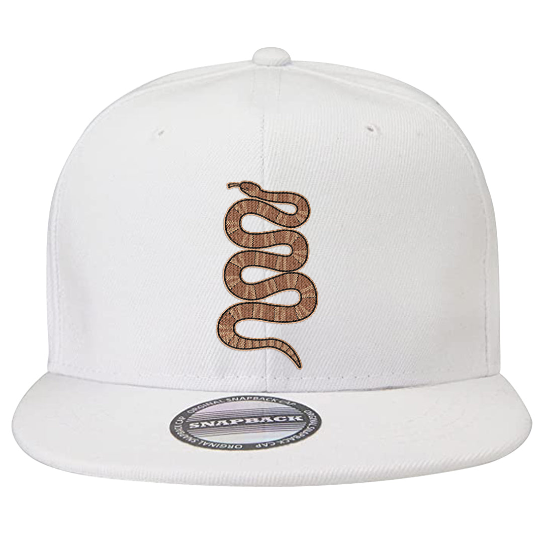 Medium Brown Low 1s Snapback Hat | Coiled Snake, White