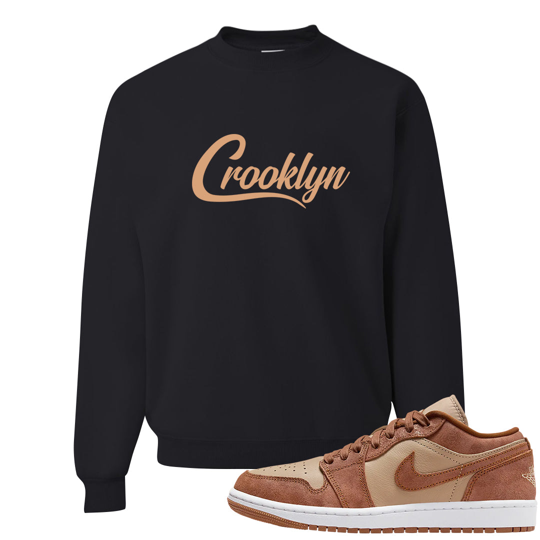 Medium Brown Low 1s Crewneck Sweatshirt | Crooklyn, Black