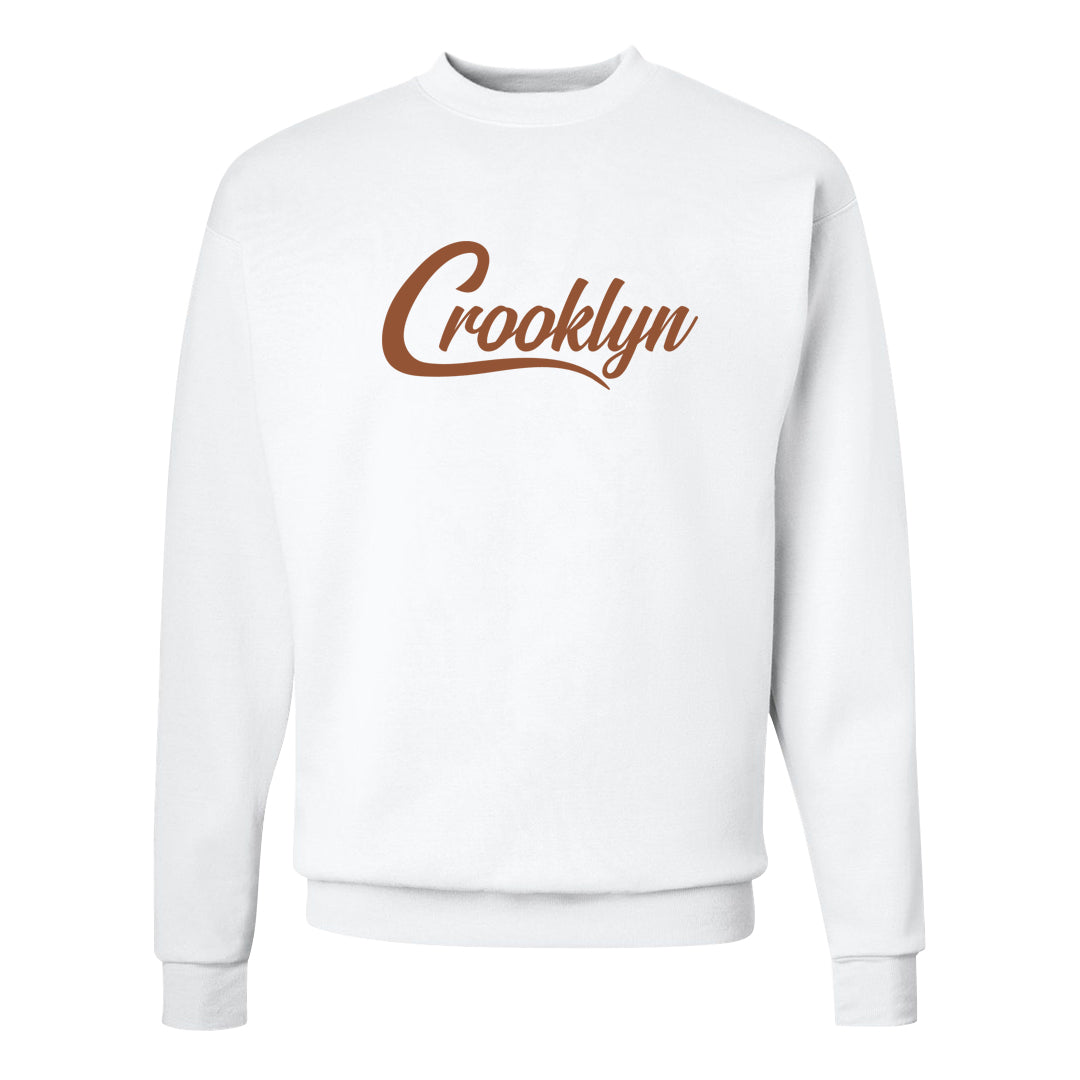 Medium Brown Low 1s Crewneck Sweatshirt | Crooklyn, White