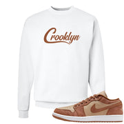 Medium Brown Low 1s Crewneck Sweatshirt | Crooklyn, White