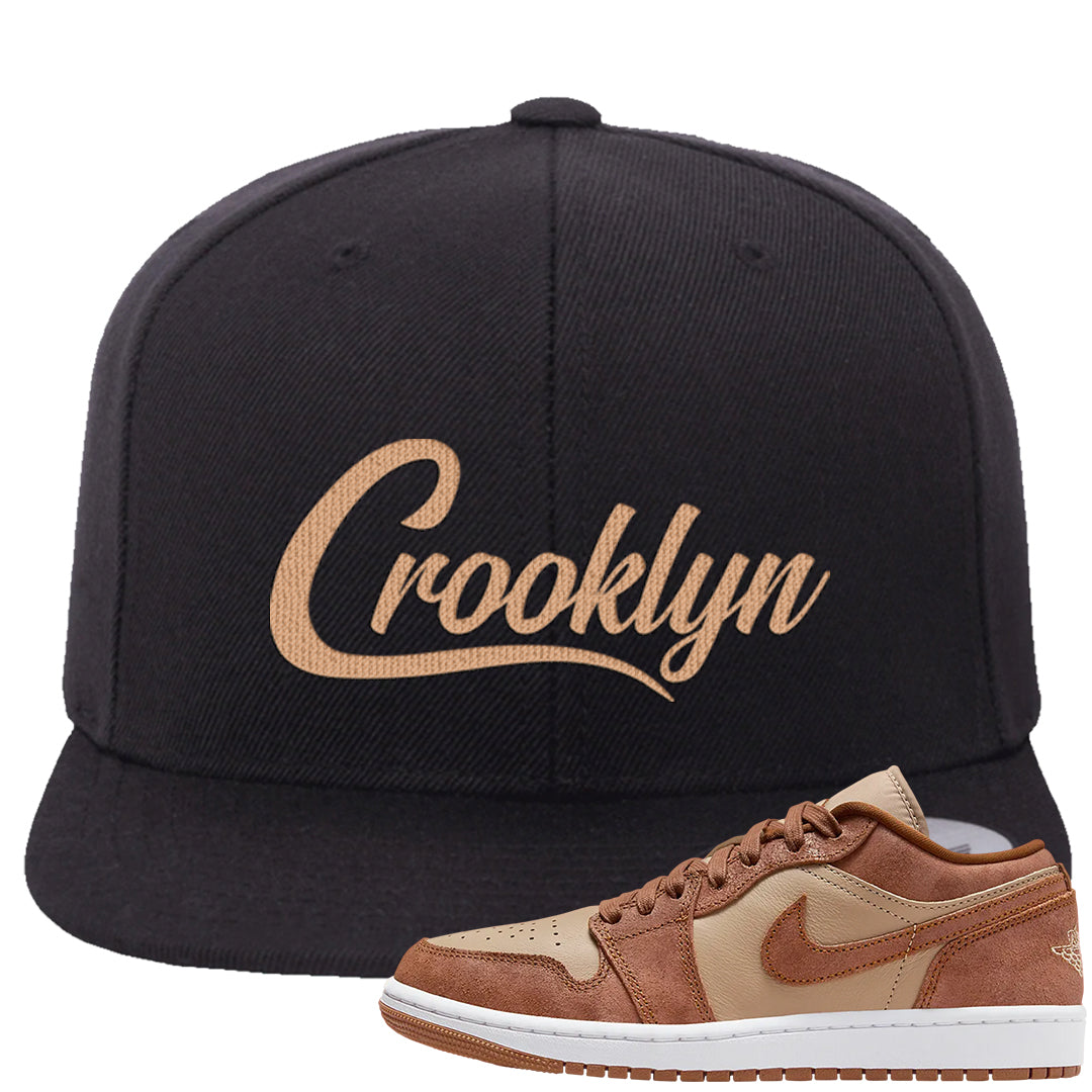 Medium Brown Low 1s Snapback Hat | Crooklyn, Black