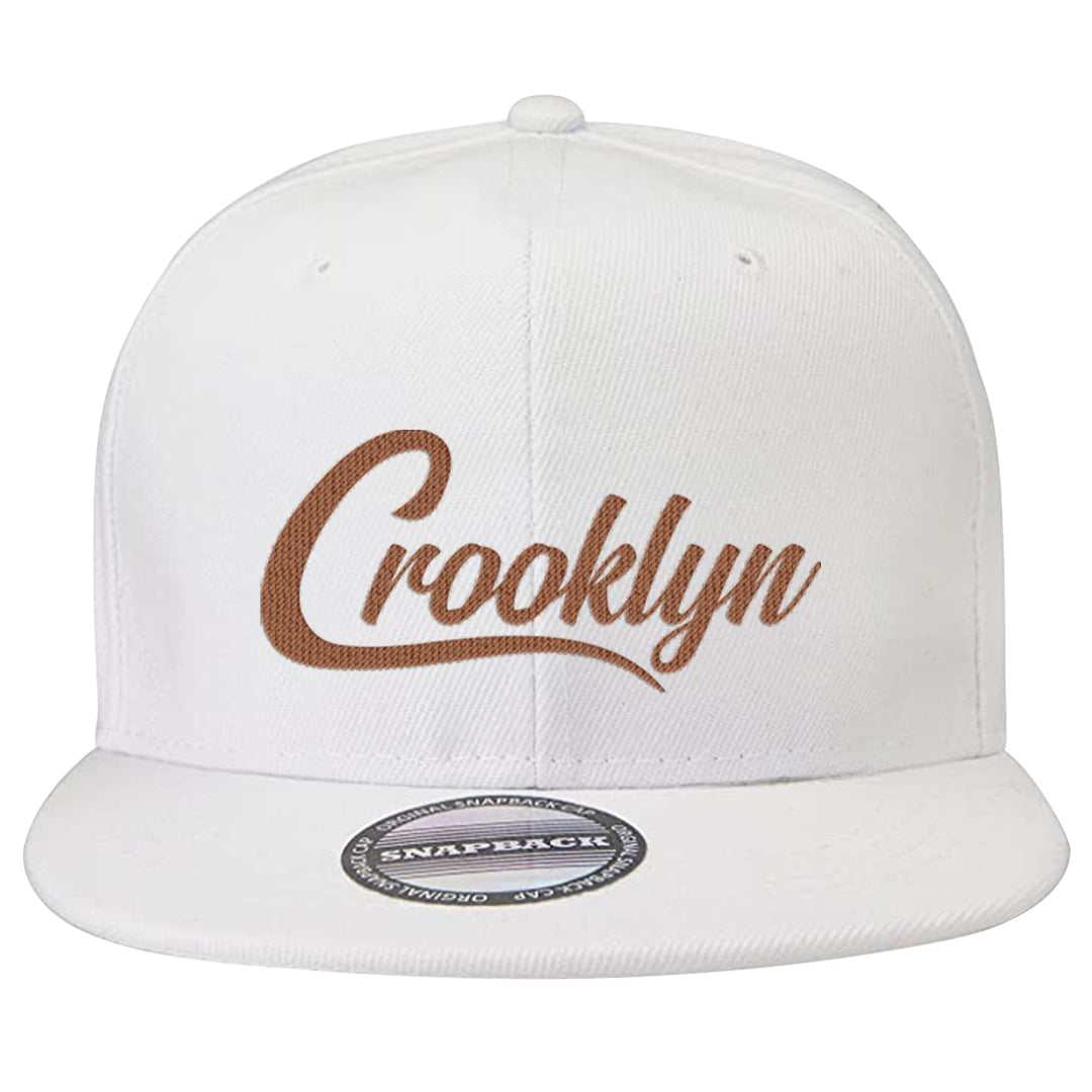 Medium Brown Low 1s Snapback Hat | Crooklyn, White
