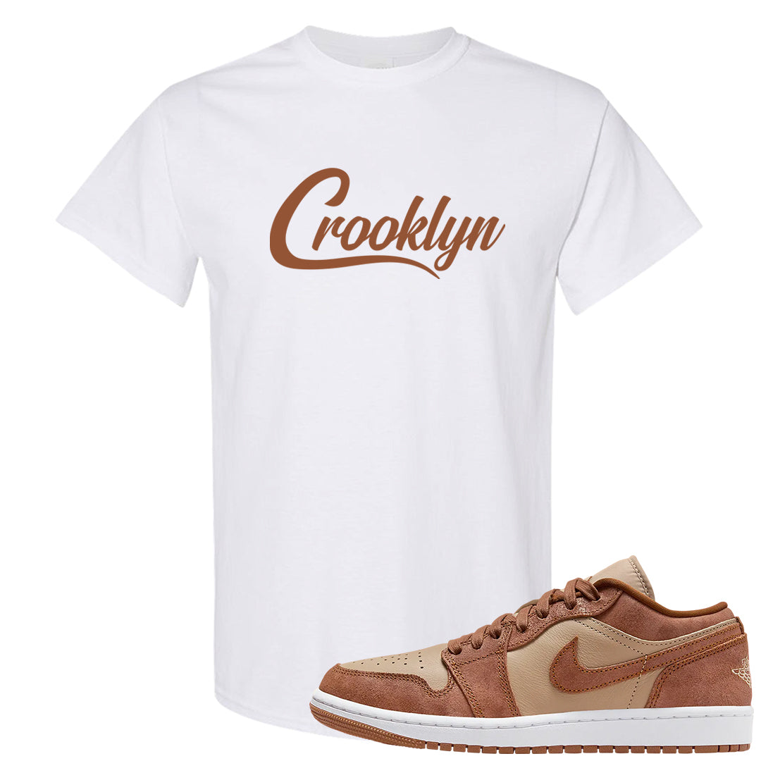 Medium Brown Low 1s T Shirt | Crooklyn, White