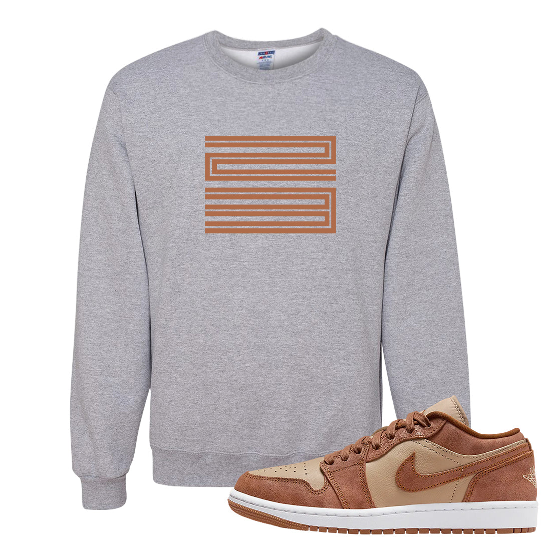 Medium Brown Low 1s Crewneck Sweatshirt | Double Line 23, Ash