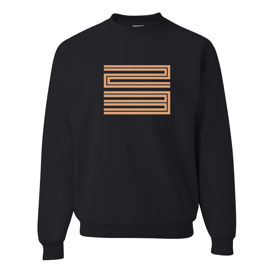 Medium Brown Low 1s Crewneck Sweatshirt | Double Line 23, Black