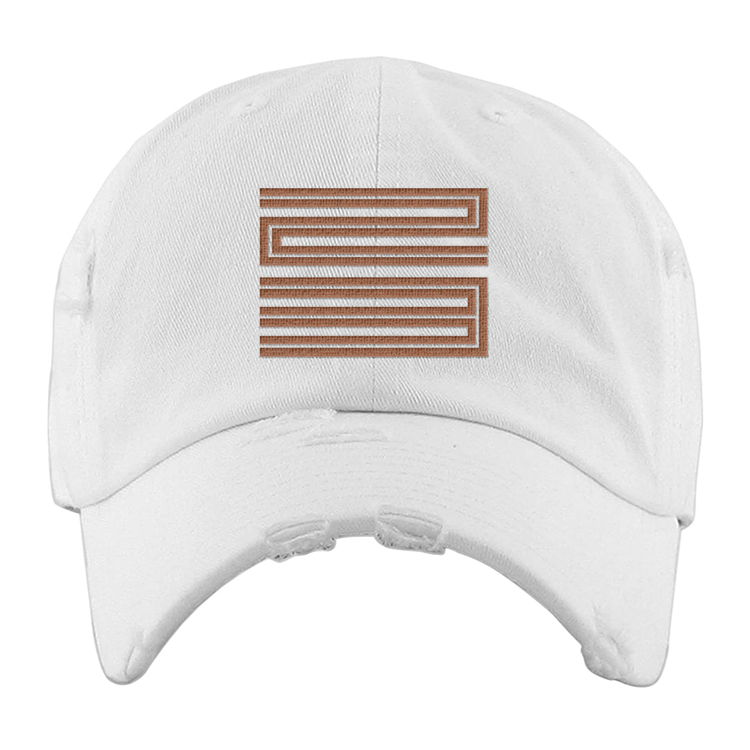 Medium Brown Low 1s Distressed Dad Hat | Double Line 23, White