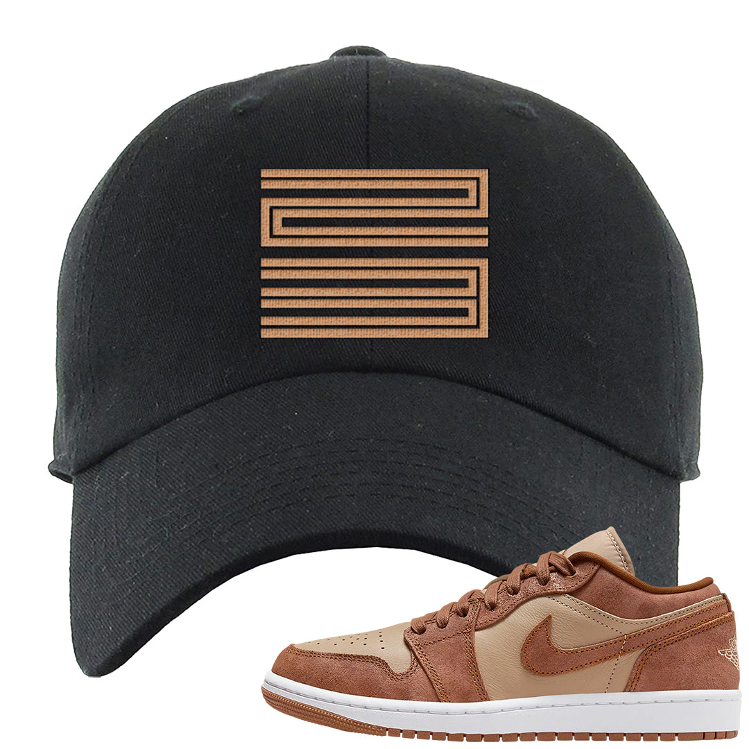 Medium Brown Low 1s Dad Hat | Double Line 23, Black