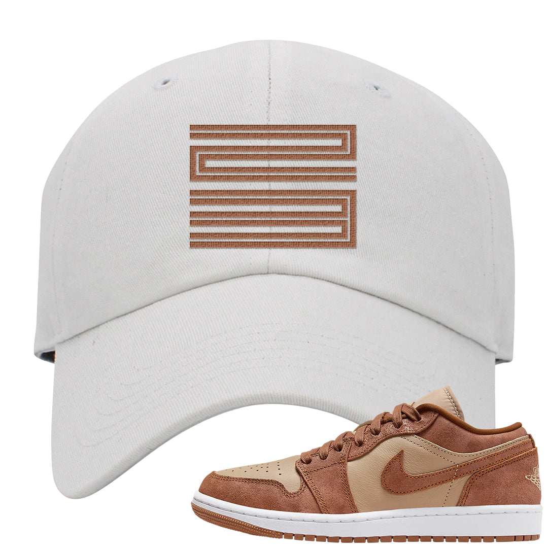 Medium Brown Low 1s Dad Hat | Double Line 23, White