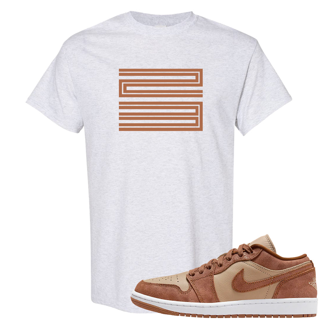Medium Brown Low 1s T Shirt | Double Line 23, Ash