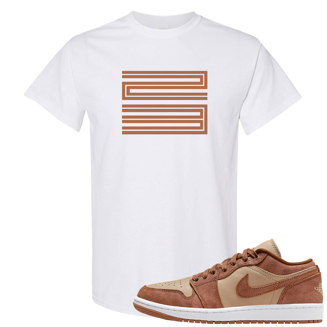 Medium Brown Low 1s T Shirt | Double Line 23, White