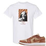 Medium Brown Low 1s T Shirt | God Told Me, White