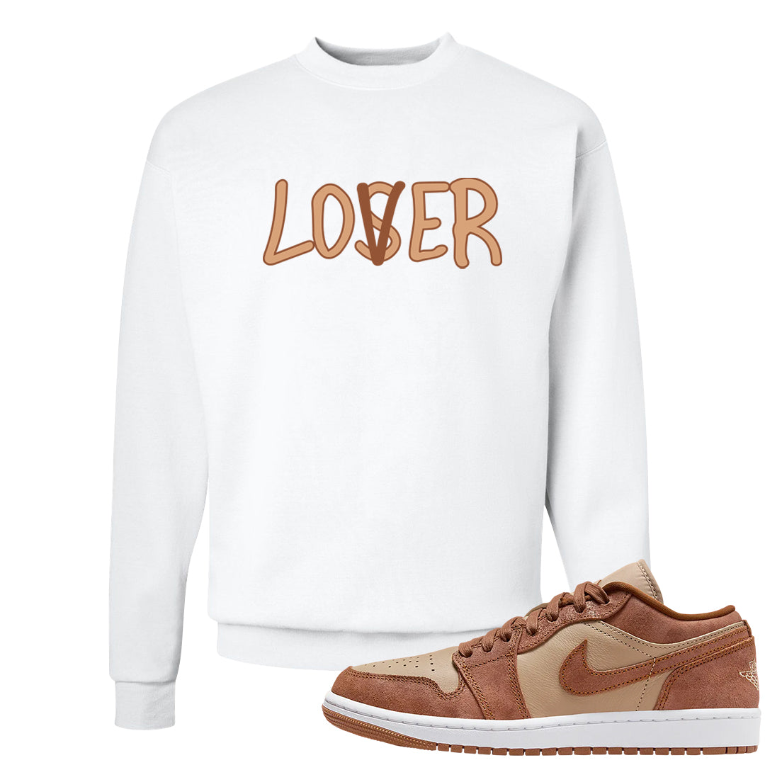 Medium Brown Low 1s Crewneck Sweatshirt | Lover, White