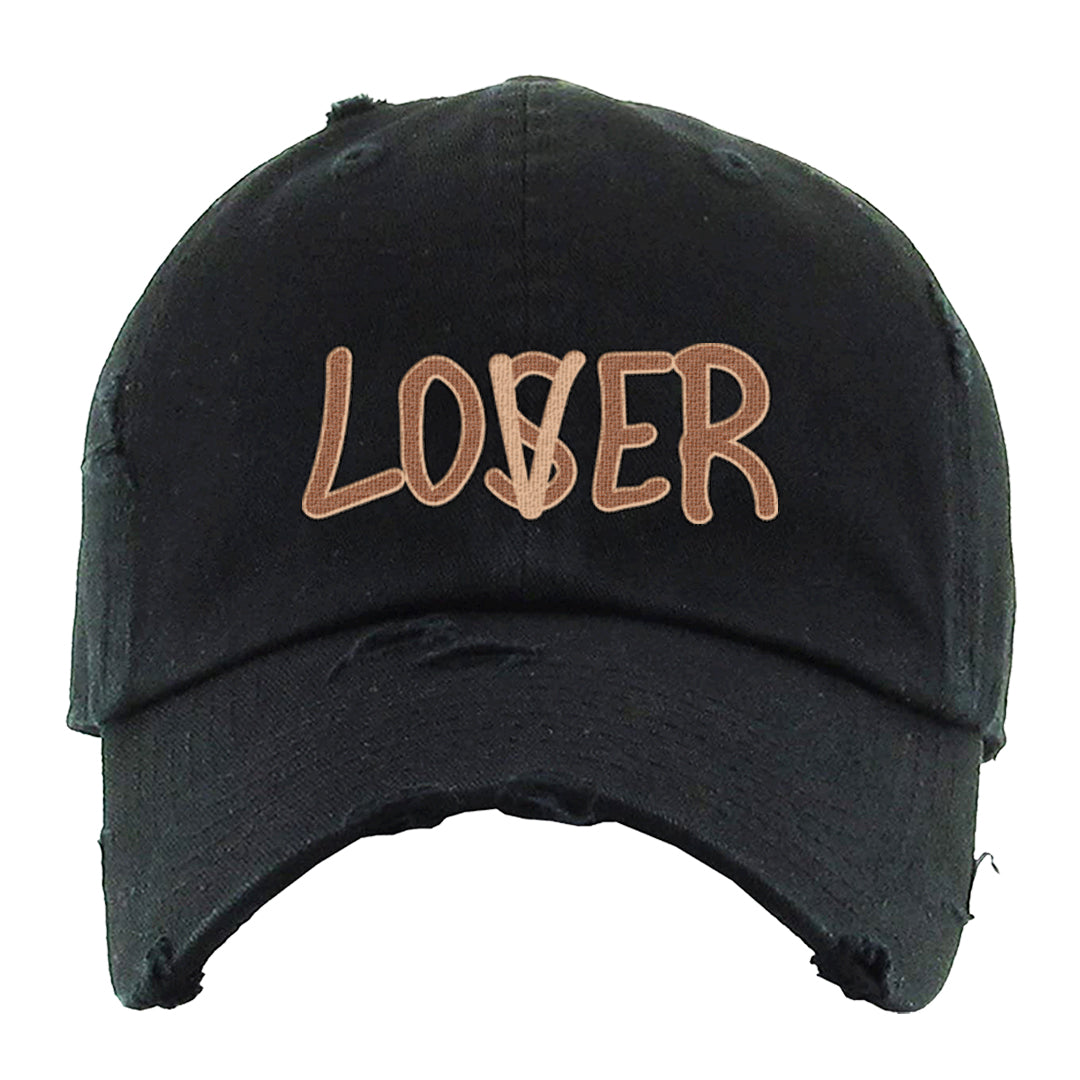 Medium Brown Low 1s Distressed Dad Hat | Lover, Black