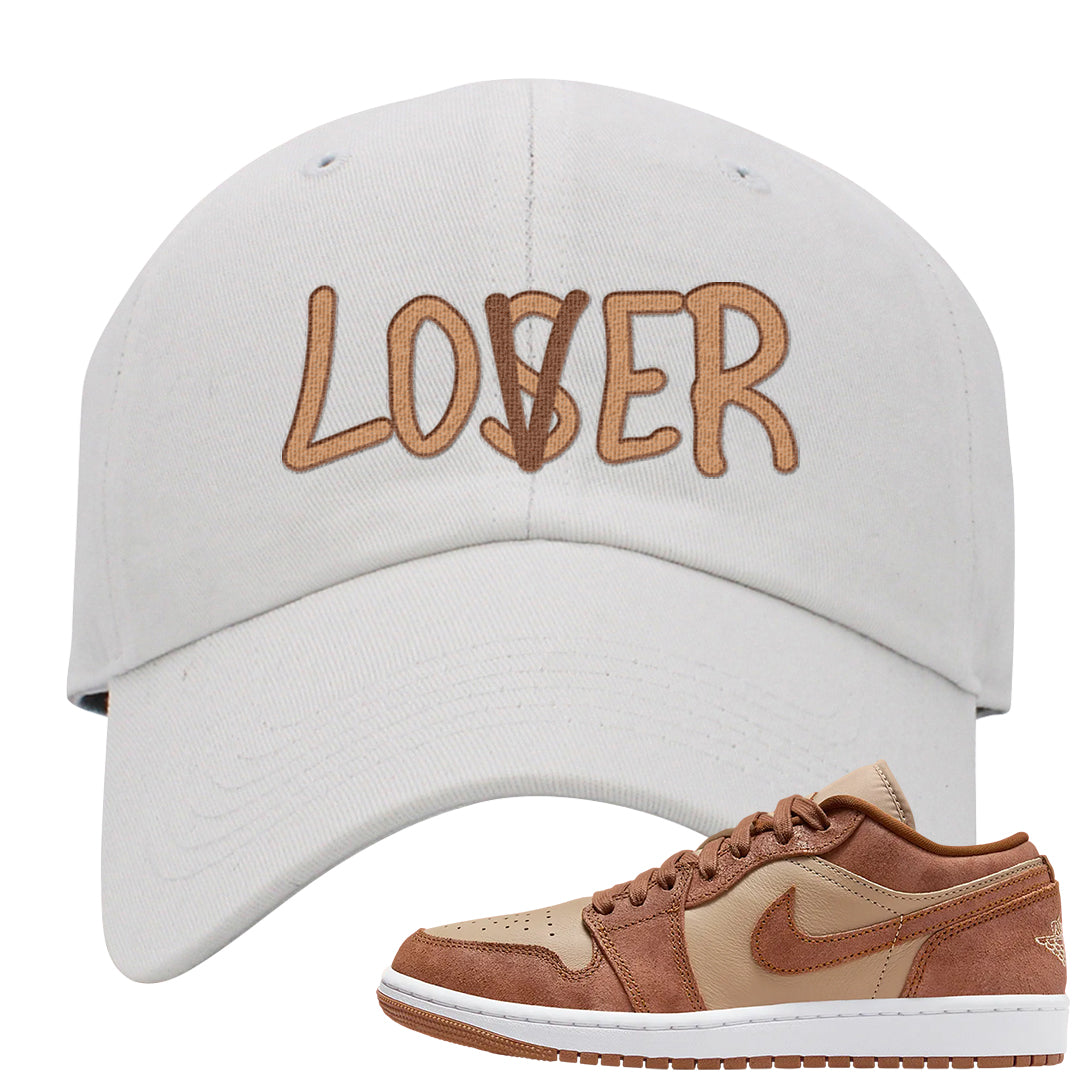 Medium Brown Low 1s Dad Hat | Lover, White