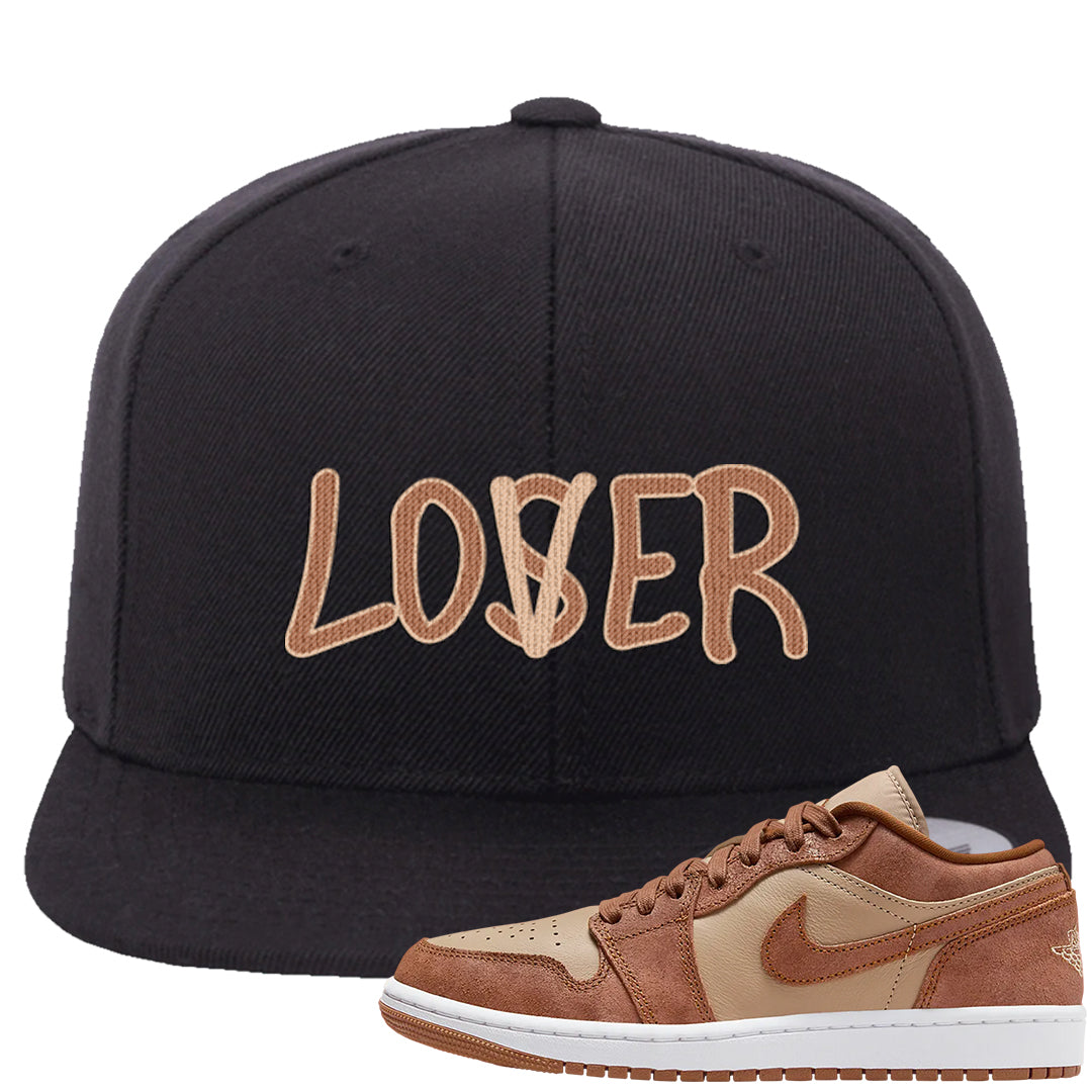Medium Brown Low 1s Snapback Hat | Lover, Black