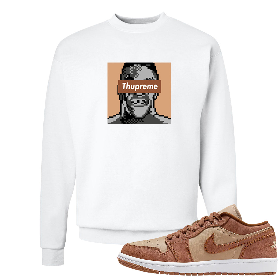 Medium Brown Low 1s Crewneck Sweatshirt | Thupreme, White
