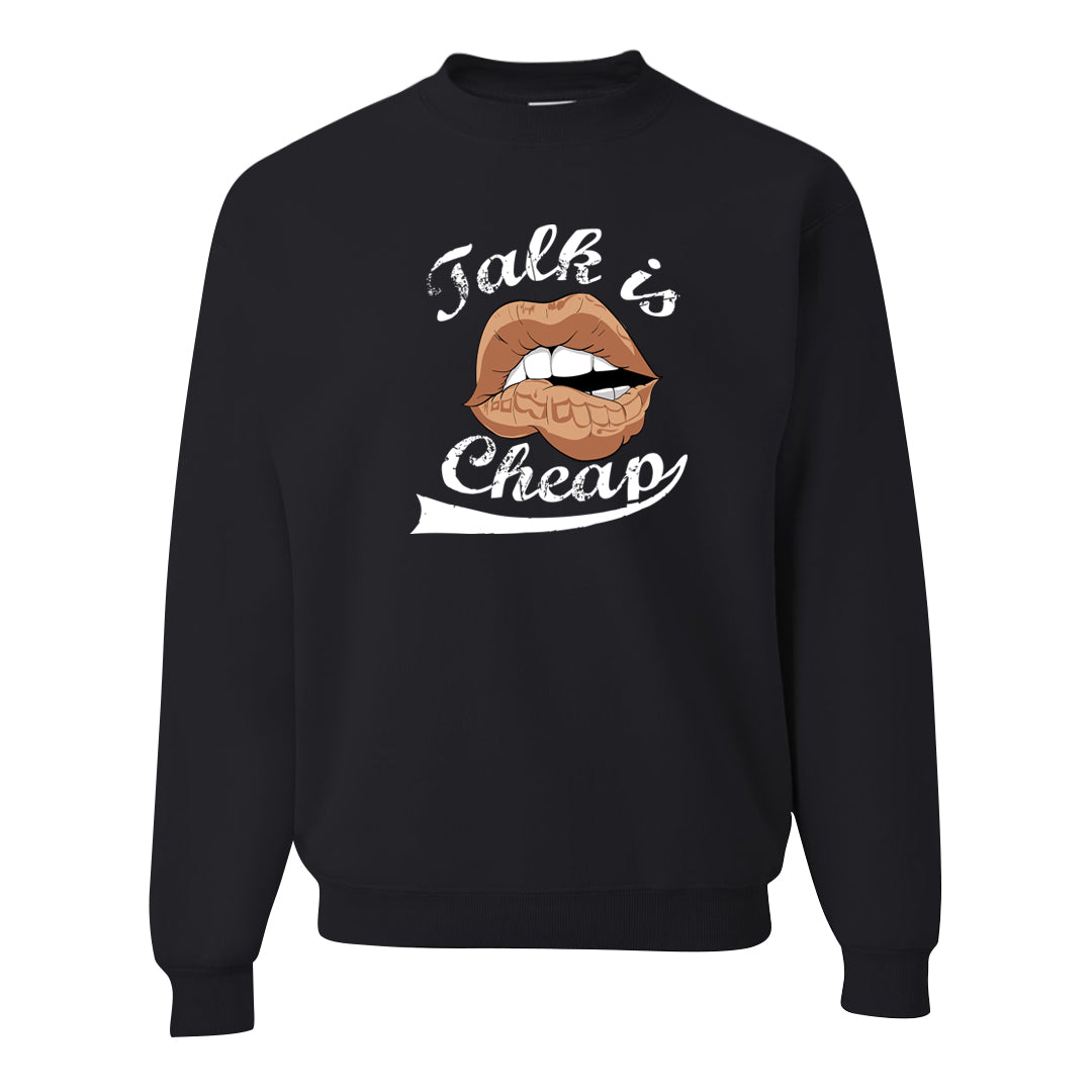 Medium Brown Low 1s Crewneck Sweatshirt | Talk Lips, Black