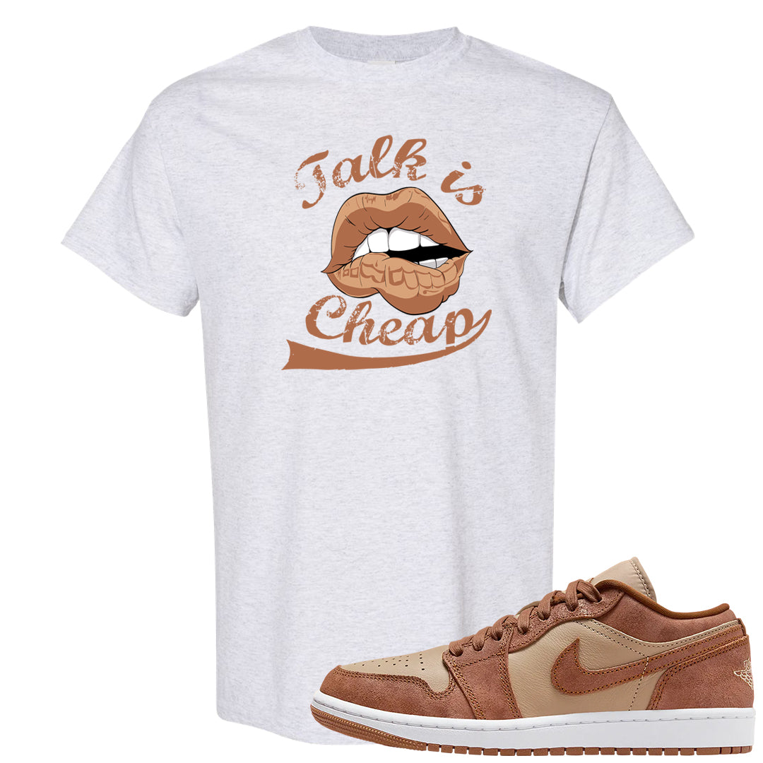 Medium Brown Low 1s T Shirt | Talk Lips, Ash