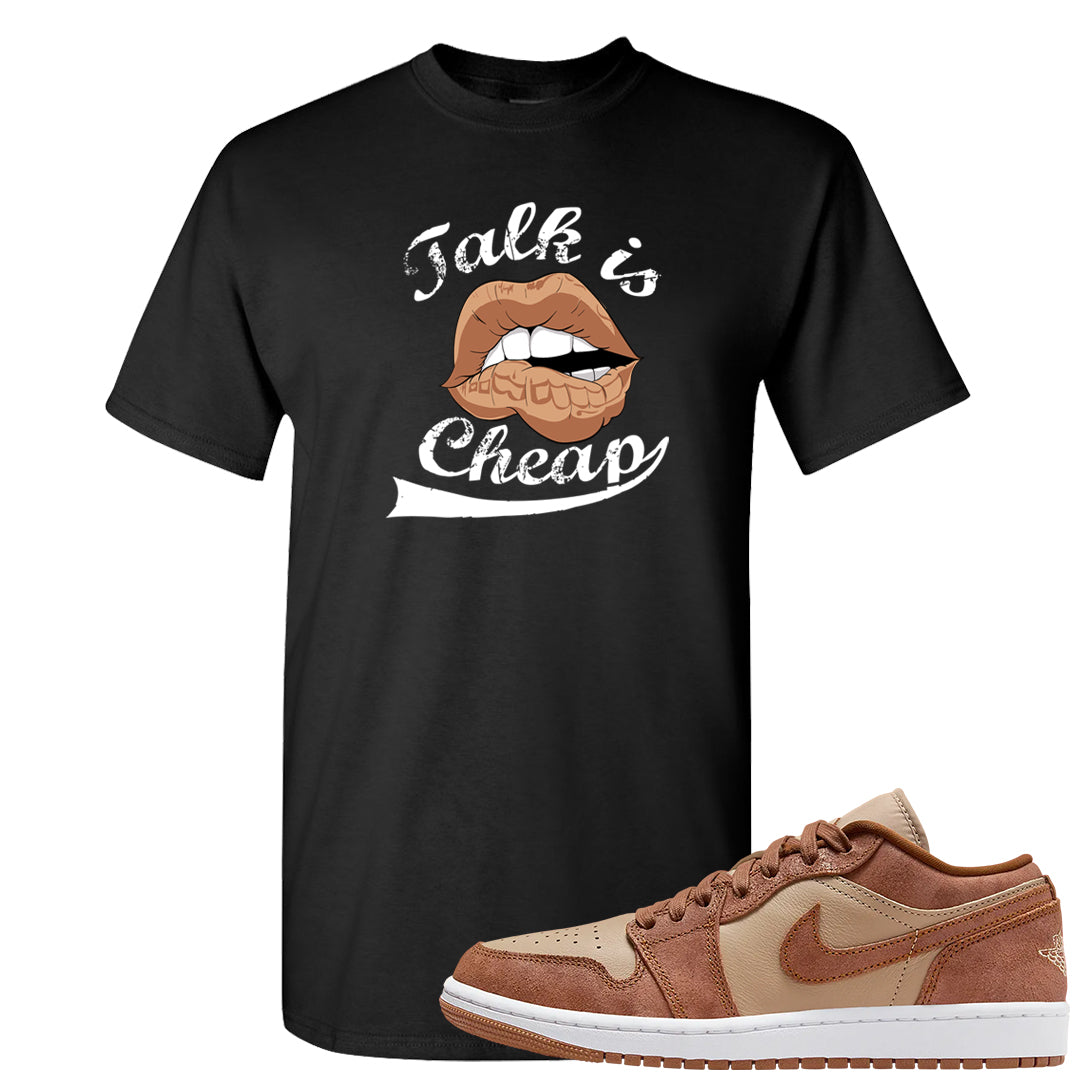 Medium Brown Low 1s T Shirt | Talk Lips, Black
