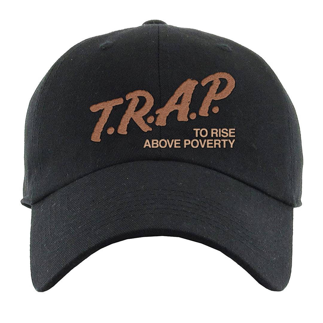 Medium Brown Low 1s Dad Hat | Trap To Rise Above Poverty, Black