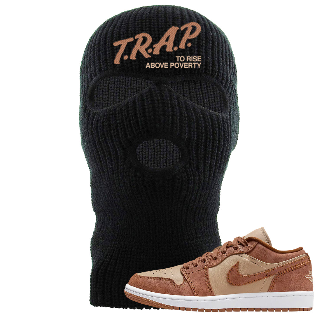 Medium Brown Low 1s Ski Mask | Trap To Rise Above Poverty, Black