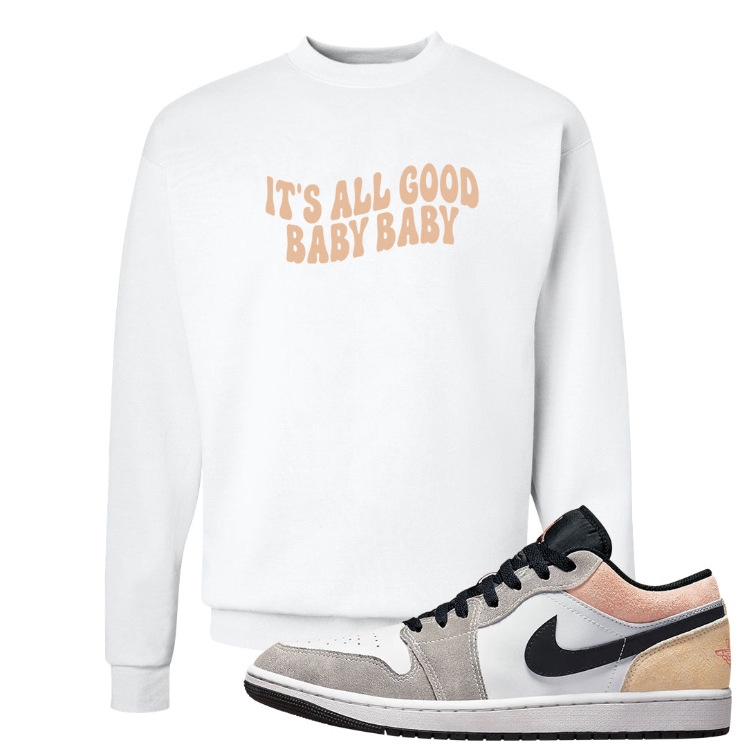 Magic Ember Low 1s Crewneck Sweatshirt | All Good Baby, White