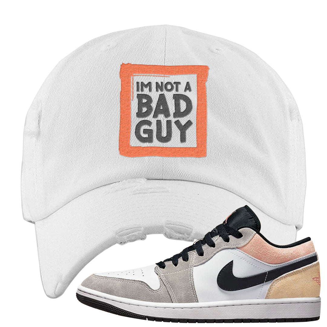 Magic Ember Low 1s Distressed Dad Hat | I'm Not A Bad Guy, White