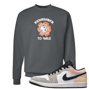 Magic Ember Low 1s Crewneck Sweatshirt | Remember To Smile, Smoke Grey