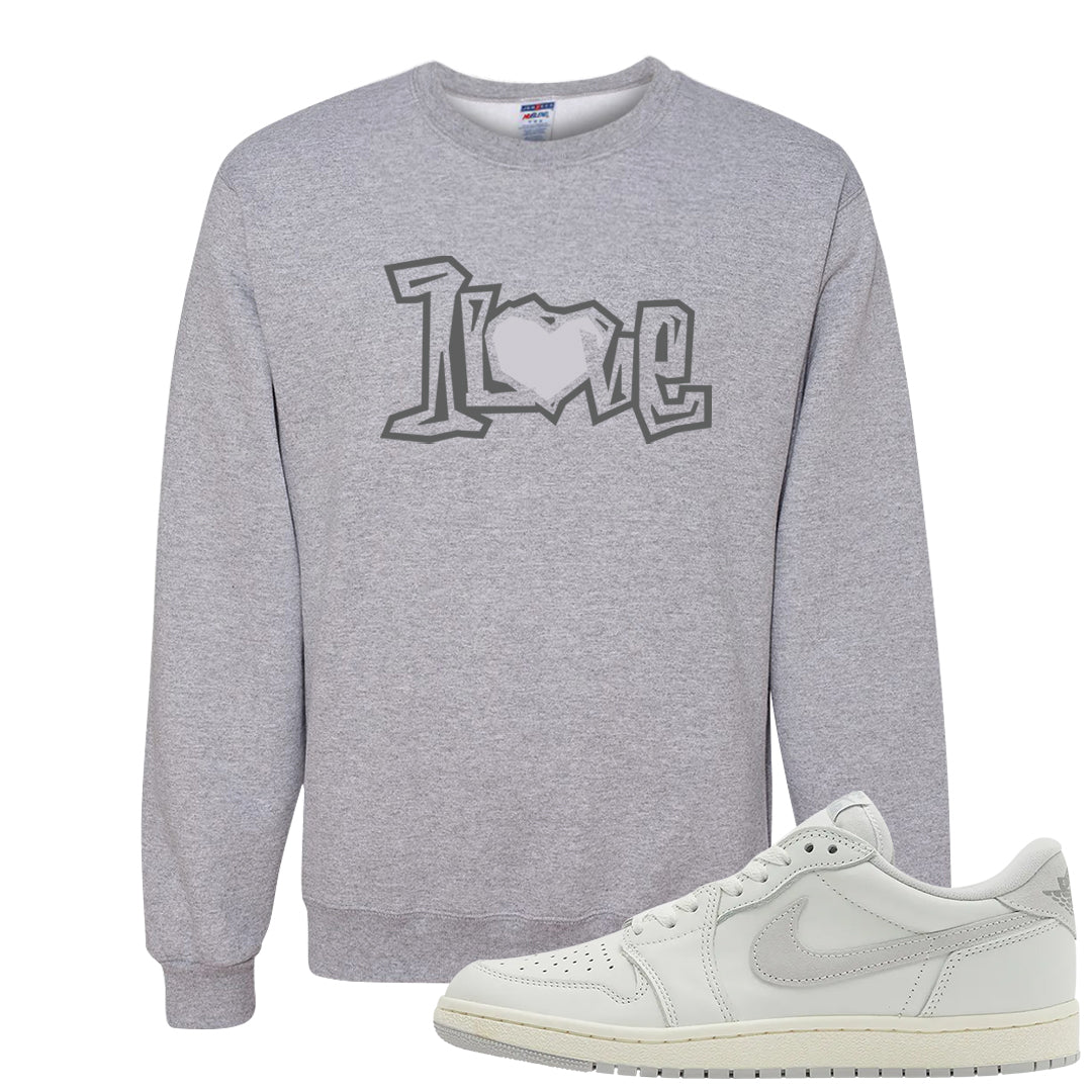 Neutral Grey Low 1s Crewneck Sweatshirt | 1 Love, Ash