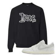 Neutral Grey Low 1s Crewneck Sweatshirt | 1 Love, Black