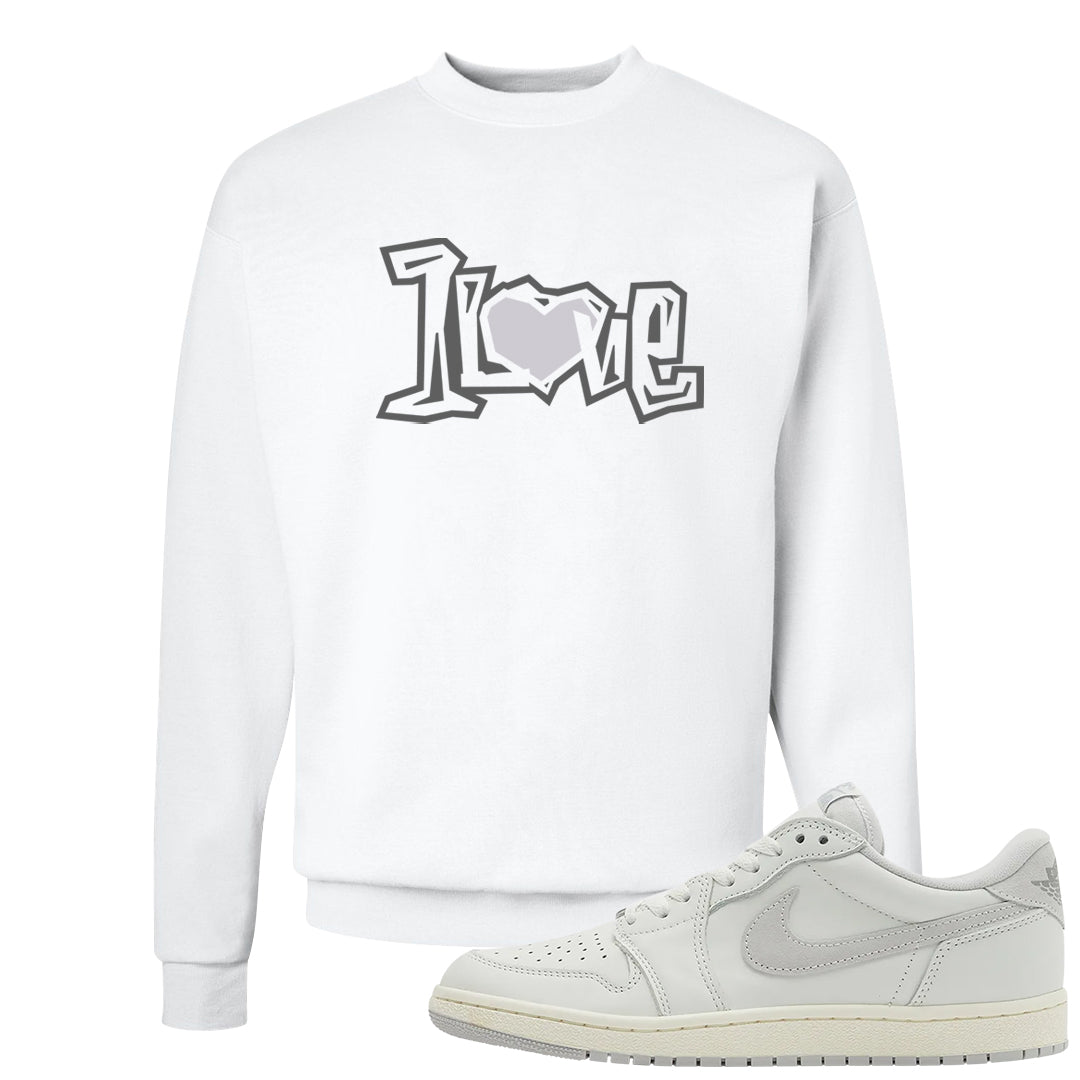 Neutral Grey Low 1s Crewneck Sweatshirt | 1 Love, White