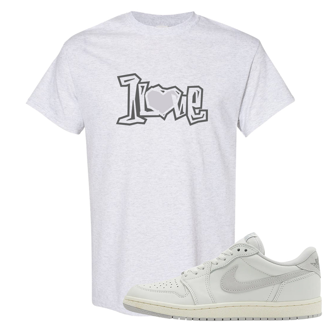 Neutral Grey Low 1s T Shirt | 1 Love, Ash