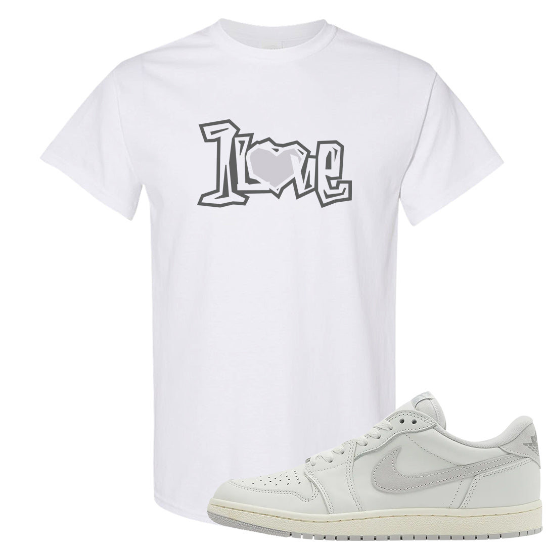 Neutral Grey Low 1s T Shirt | 1 Love, White
