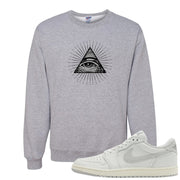 Neutral Grey Low 1s Crewneck Sweatshirt | All Seeing Eye, Ash