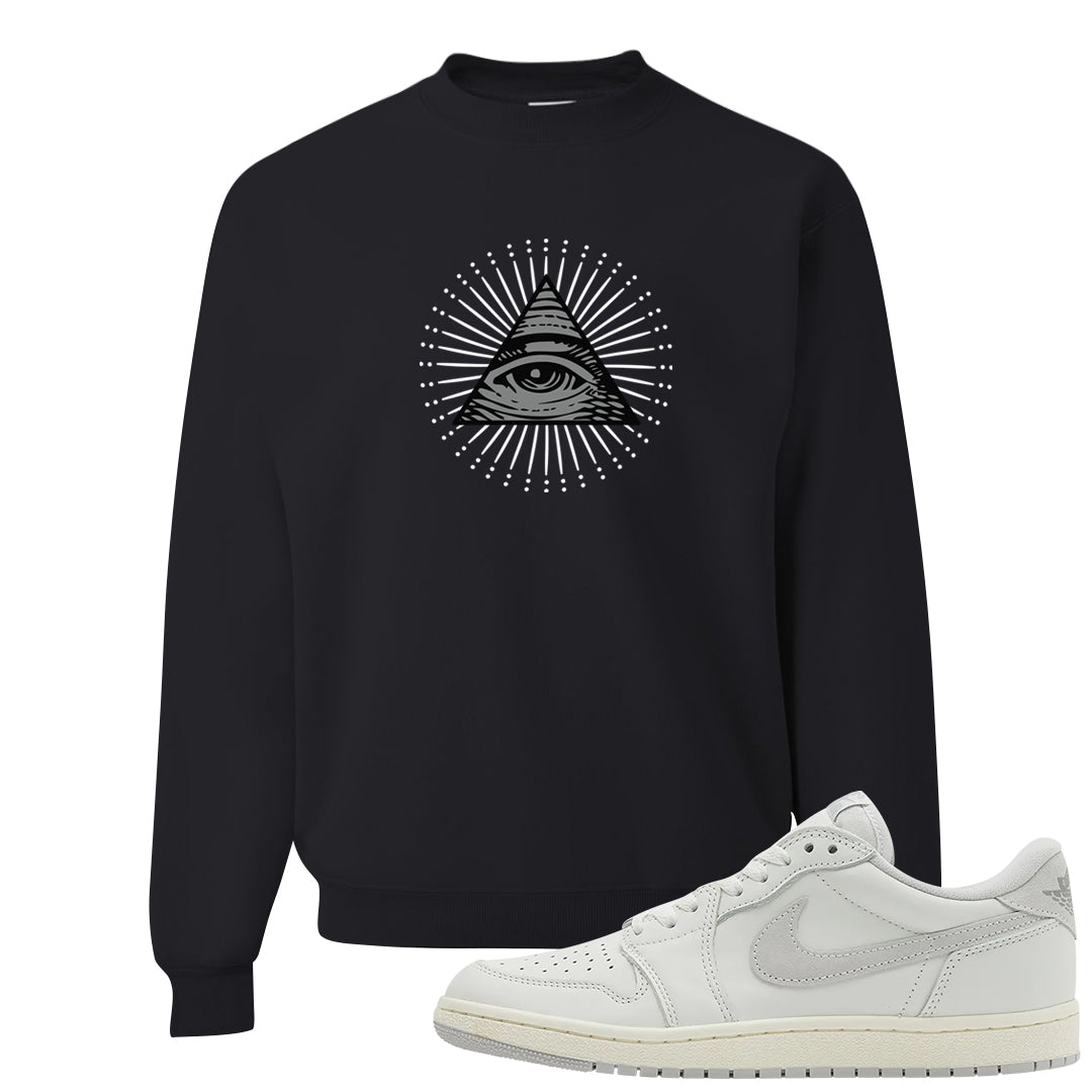 Neutral Grey Low 1s Crewneck Sweatshirt | All Seeing Eye, Black