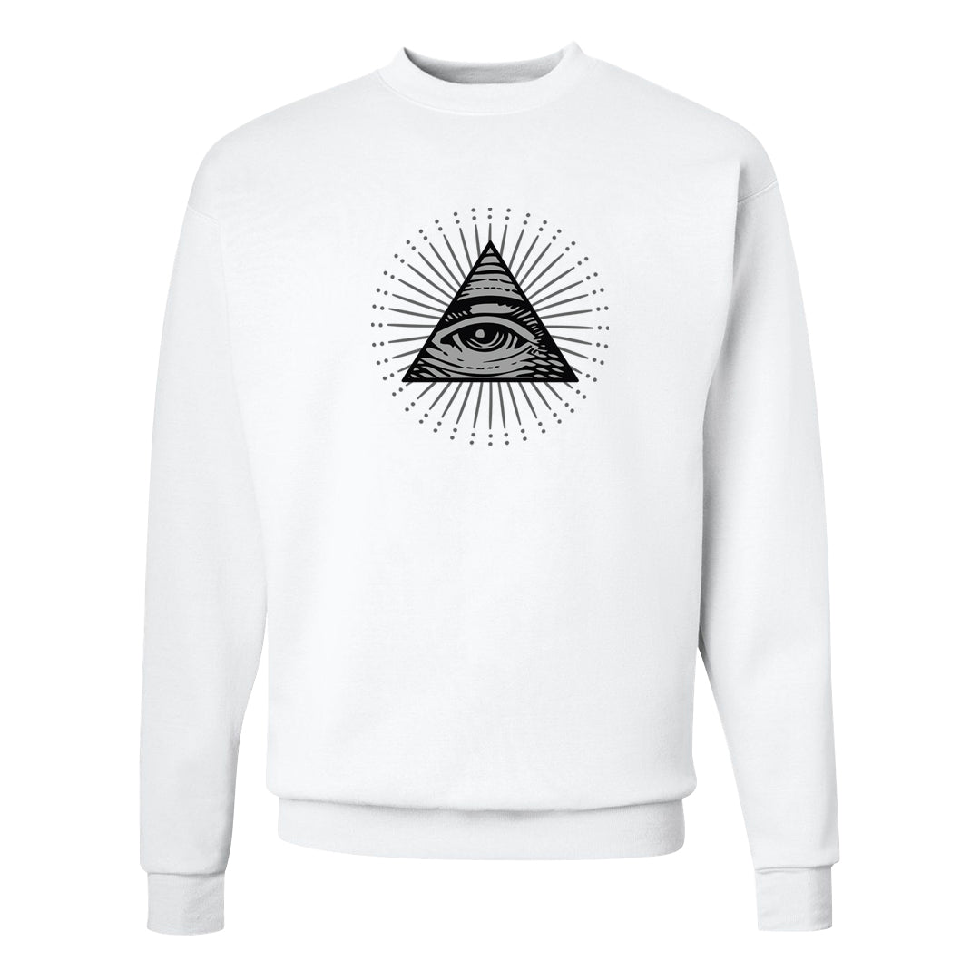 Neutral Grey Low 1s Crewneck Sweatshirt | All Seeing Eye, White