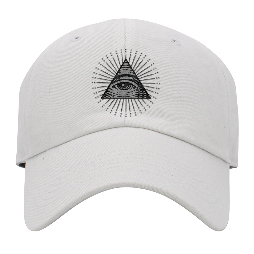 Neutral Grey Low 1s Dad Hat | All Seeing Eye, White