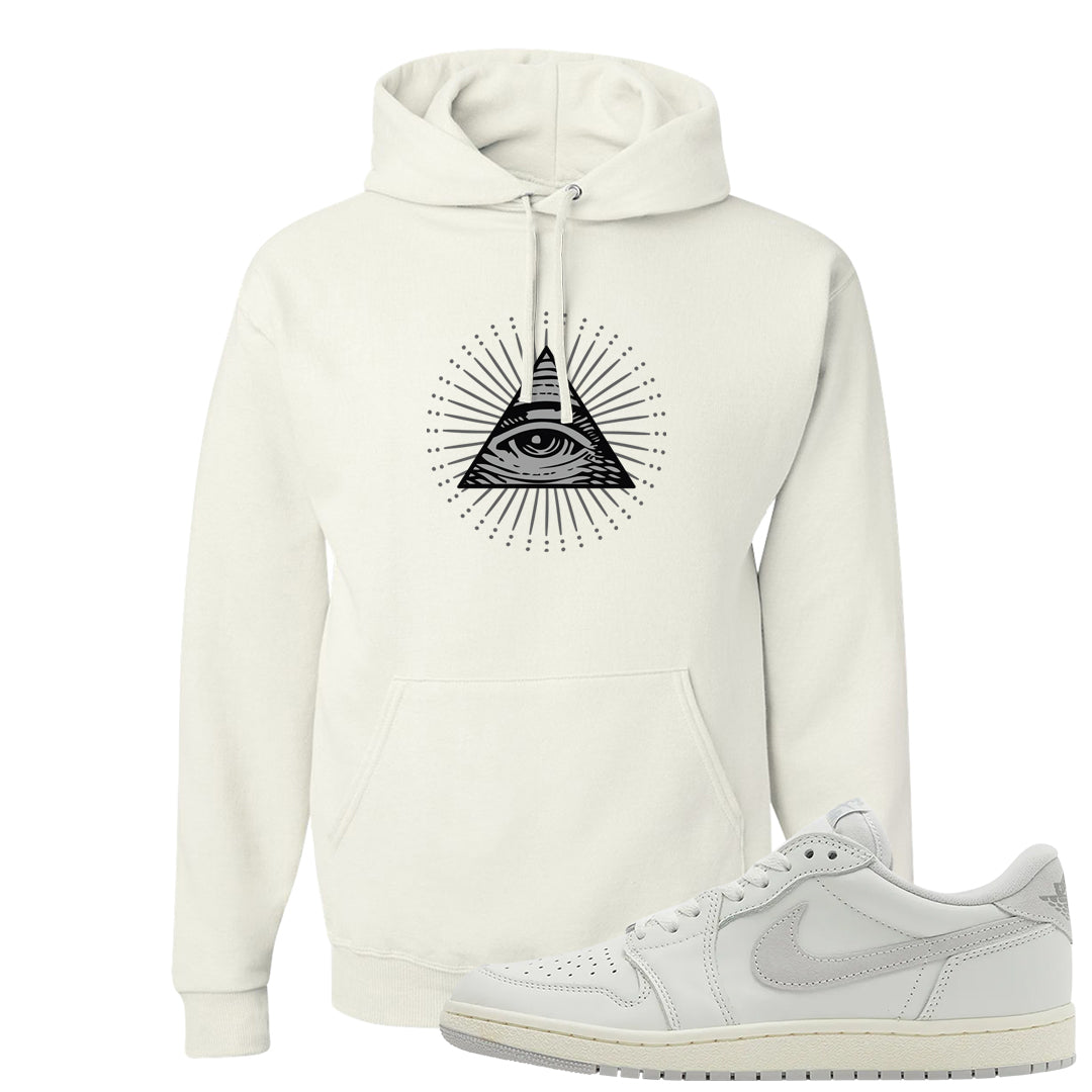 Neutral Grey Low 1s Hoodie | All Seeing Eye, White