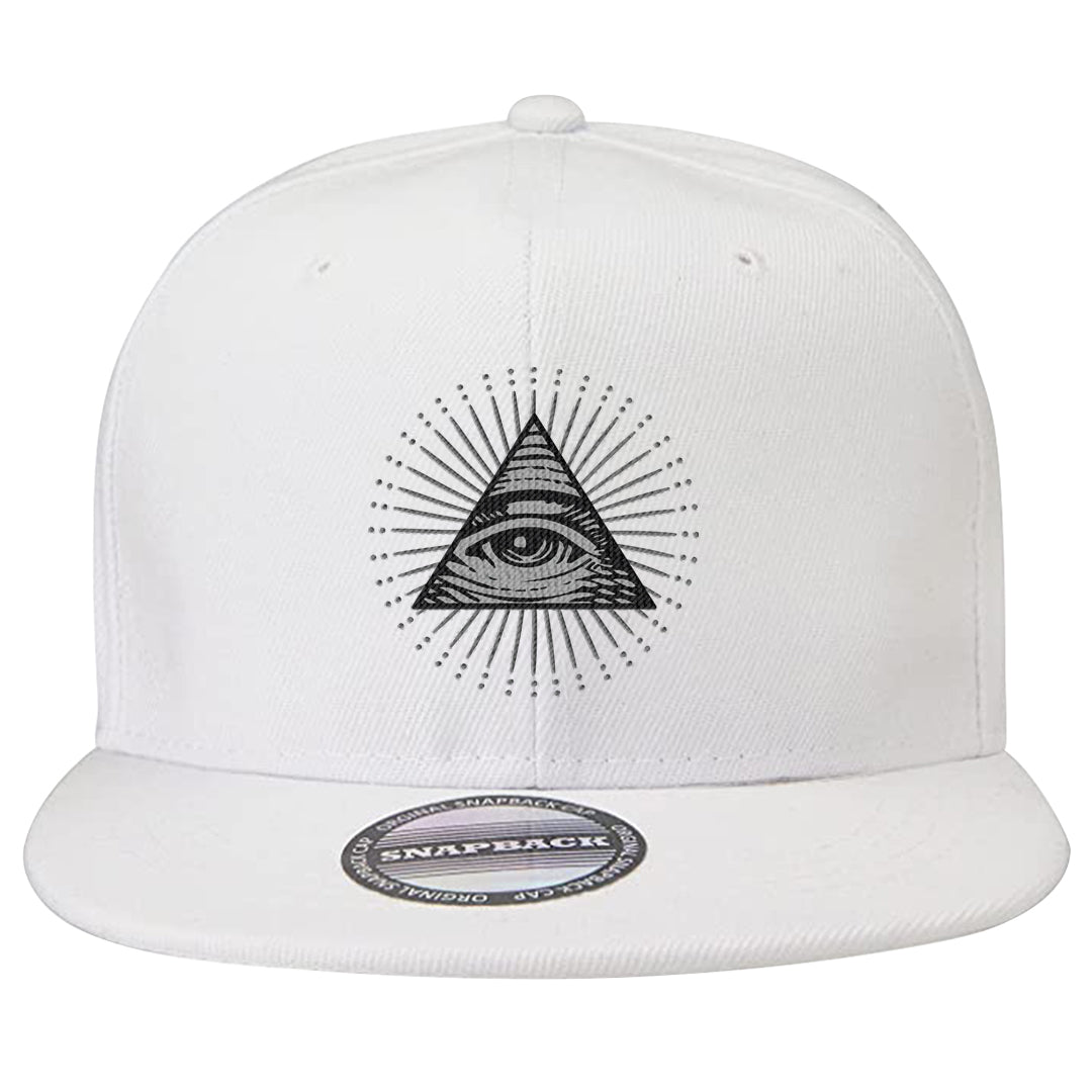 Neutral Grey Low 1s Snapback Hat | All Seeing Eye, White
