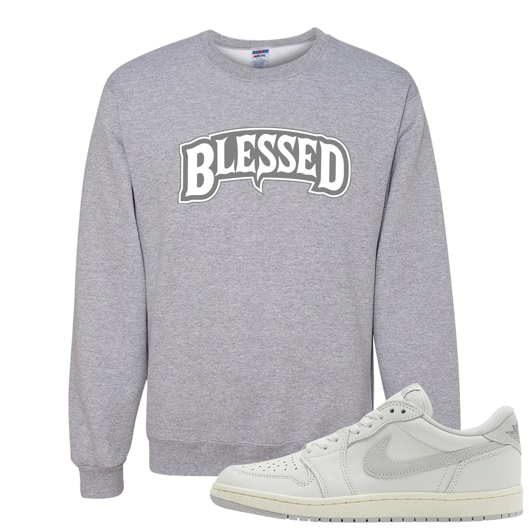 Neutral Grey Low 1s Crewneck Sweatshirt | Blessed Arch, Ash