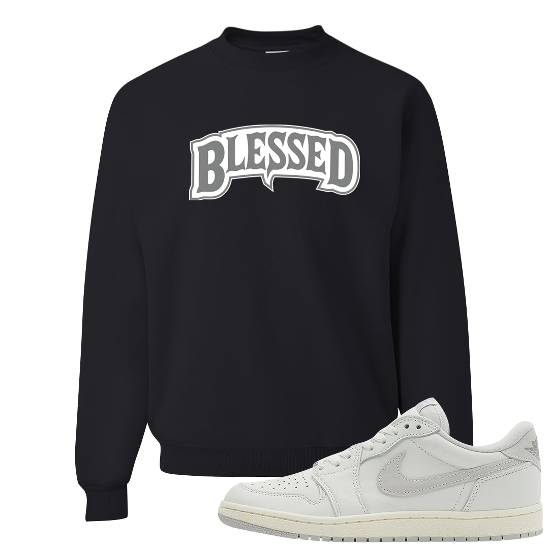 Neutral Grey Low 1s Crewneck Sweatshirt | Blessed Arch, Black