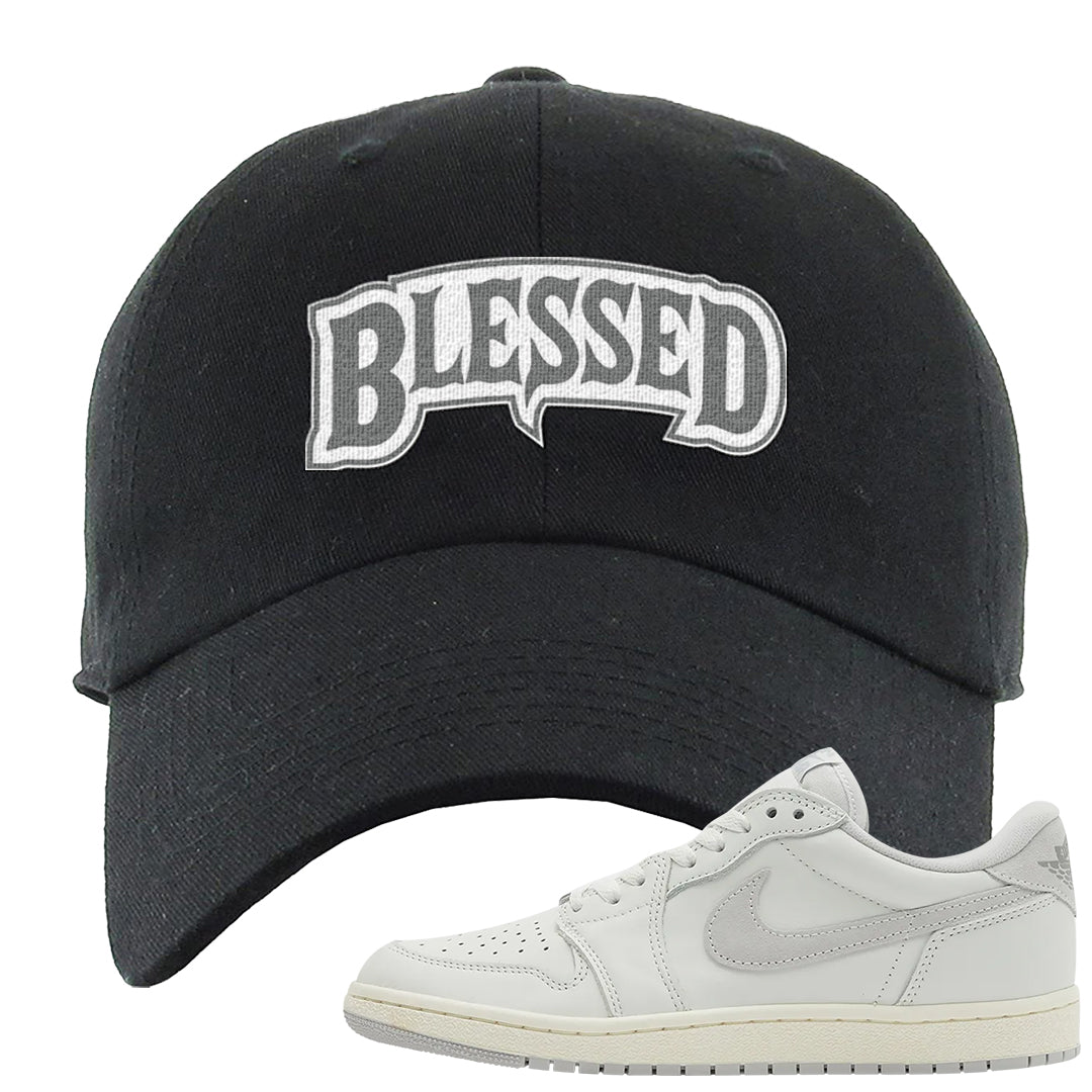 Neutral Grey Low 1s Dad Hat | Blessed Arch, Black