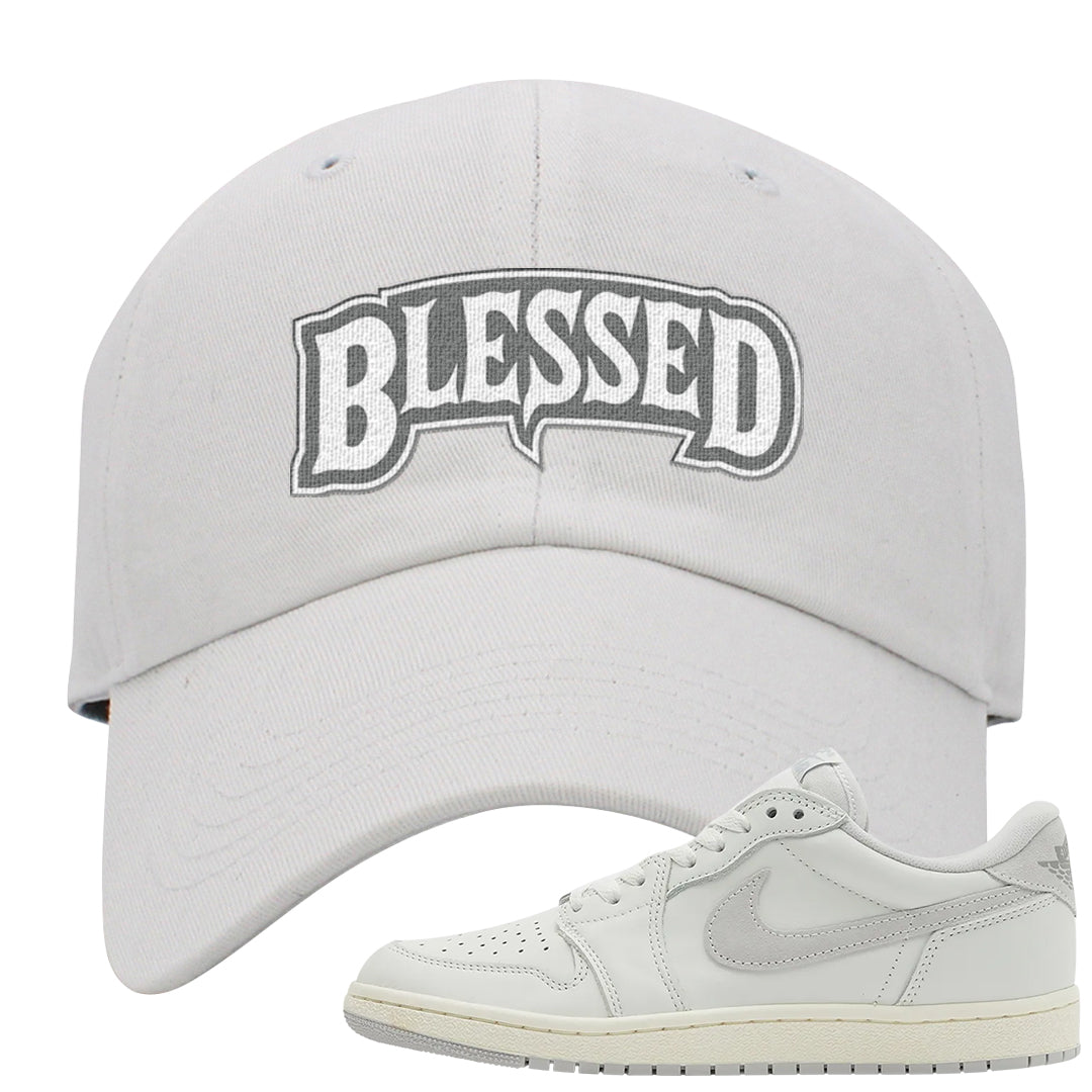 Neutral Grey Low 1s Dad Hat | Blessed Arch, White