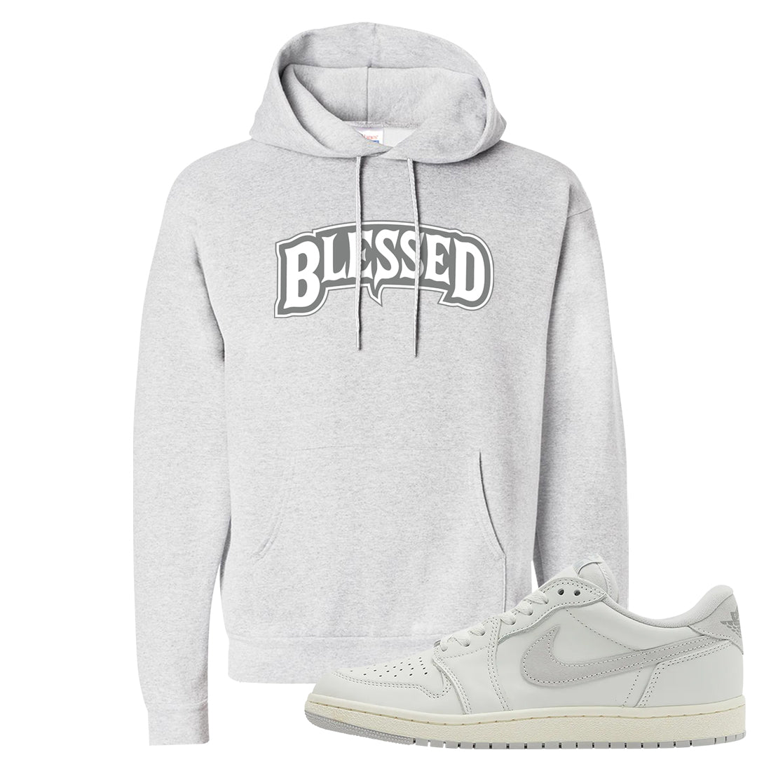Neutral Grey Low 1s Hoodie | Blessed Arch, Ash