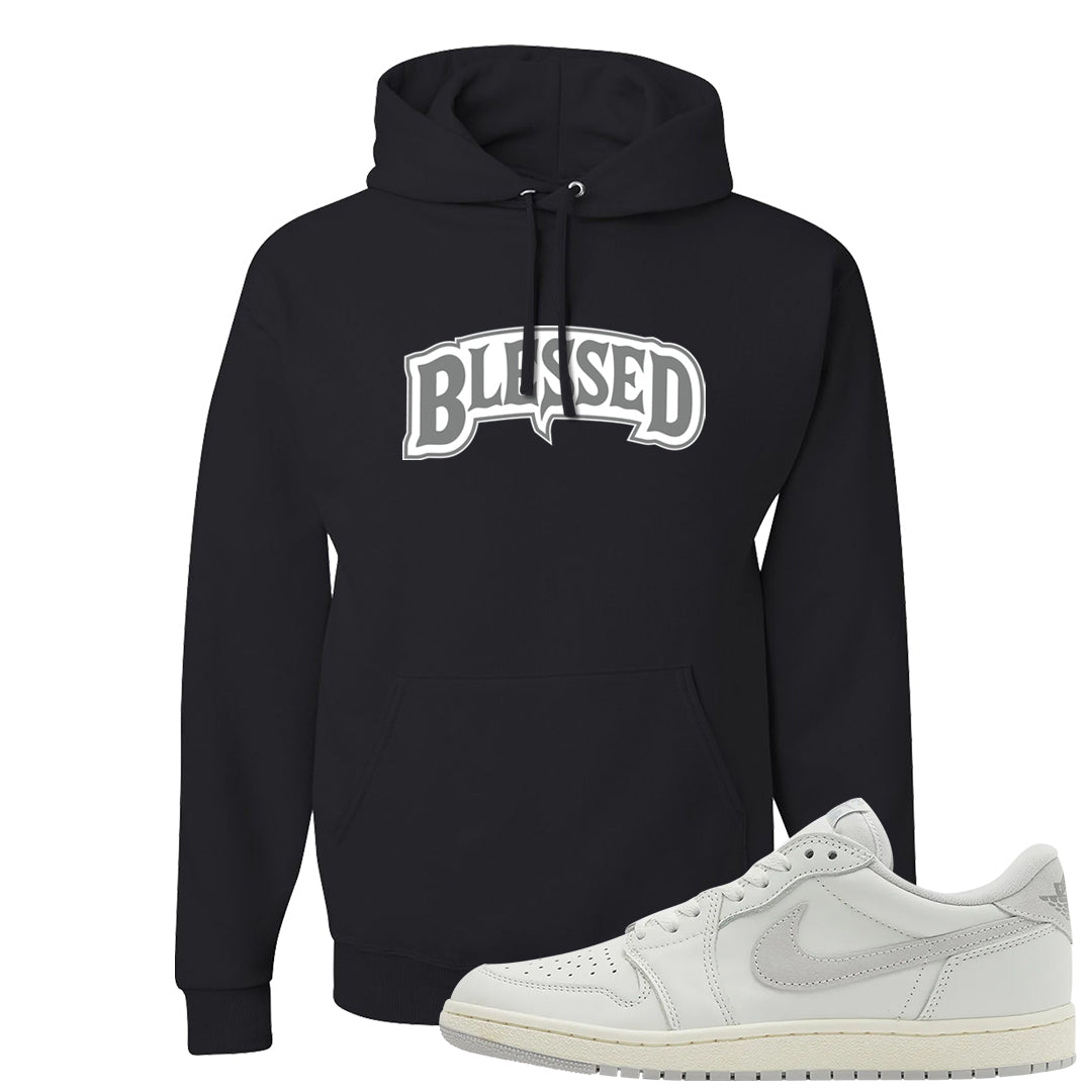 Neutral Grey Low 1s Hoodie | Blessed Arch, Black