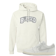 Neutral Grey Low 1s Hoodie | Blessed Arch, White