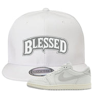 Neutral Grey Low 1s Snapback Hat | Blessed Arch, White