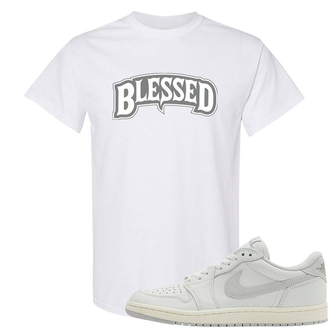 Neutral Grey Low 1s T Shirt | Blessed Arch, White